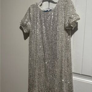 Champagne Sequin Short Sleeve Dress